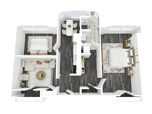 Floor plan 2 BR - 1 BTH Renovated