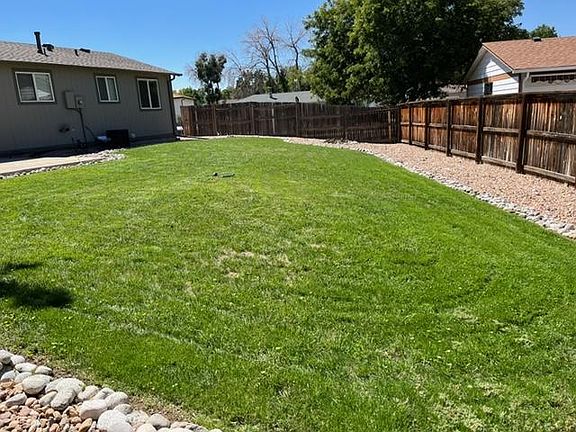 Grassed area in backyard.