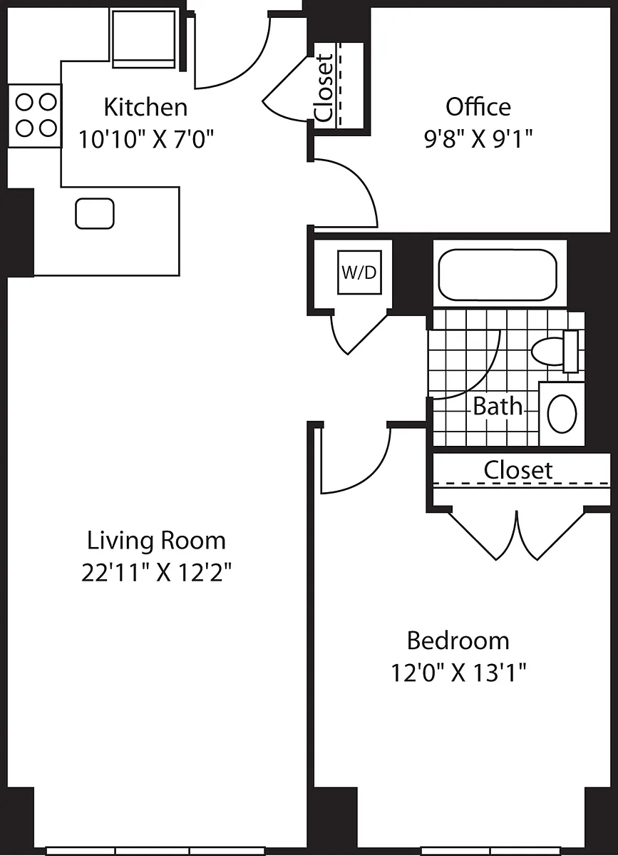 Floor plan 1 Bed - 884