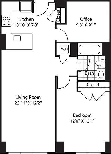 Floor plan 1 Bed - 884