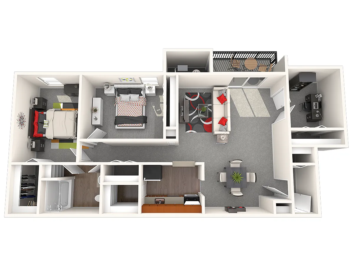Floor plan 2 Bed 1 Bath Den