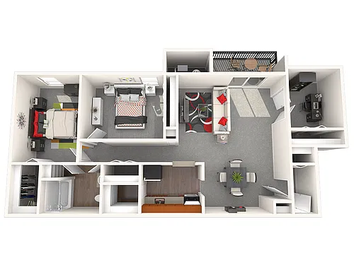 Floor plan 2 Bed 1 Bath Den