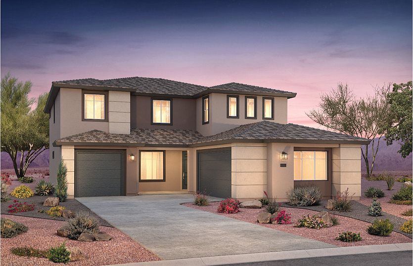 Exterior rendering shown in design style C. Choose from several different stucco color options.