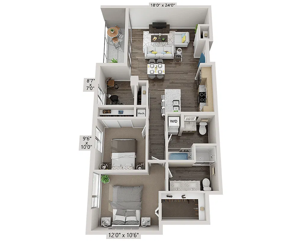 Floor plan Two Bedroom B2KD