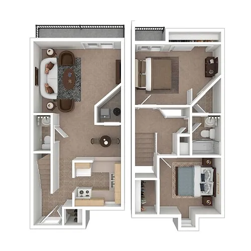 Floor plan 2 BR - 1.5 BTH Deluxe