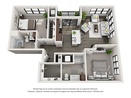 Floor plan Obsidian 1 Bed, 1 Bath