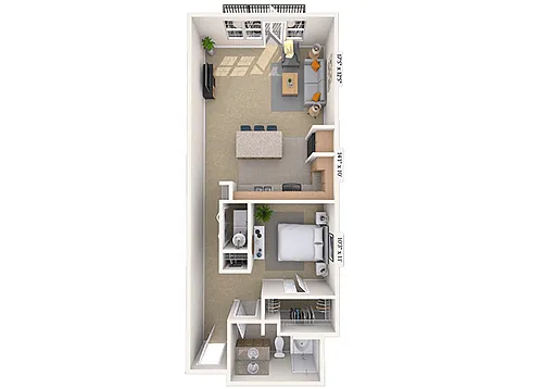 Floor plan Studio 0x1 709-1180 SF