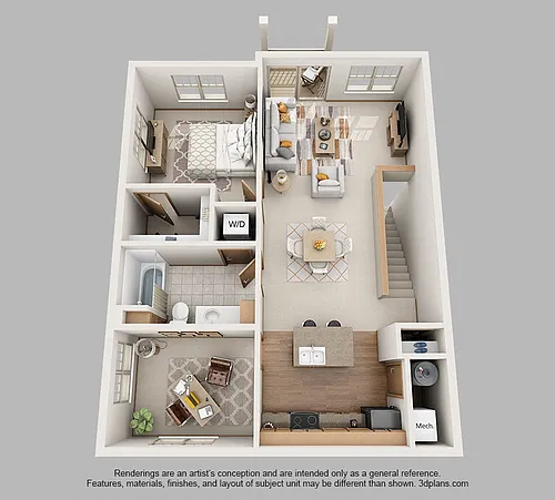 Floor plan 1-Bedroom Standard with Den