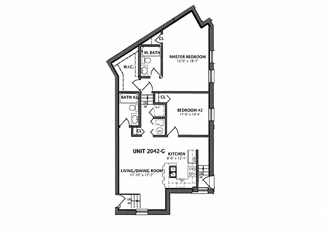 Floor plan 3 Bedroom | 2 Bath (D1)