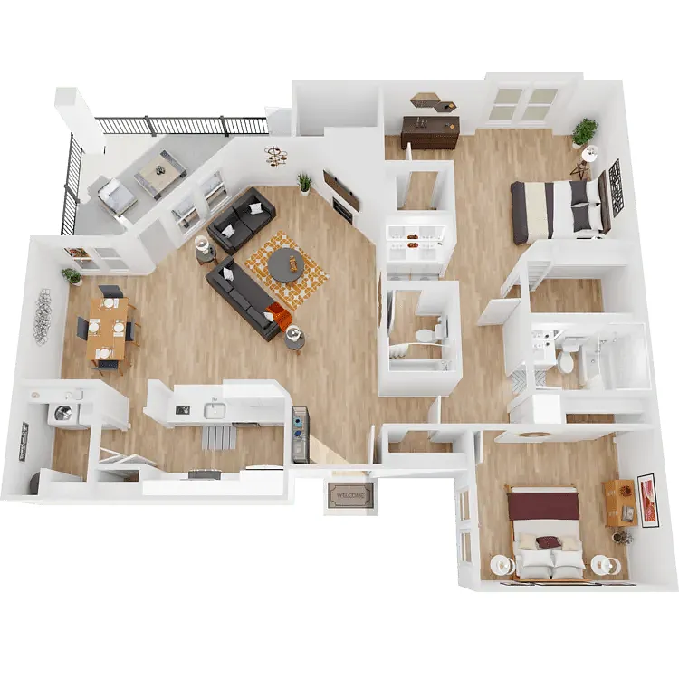 Floor plan 2 Bedroom 2 Bathroom