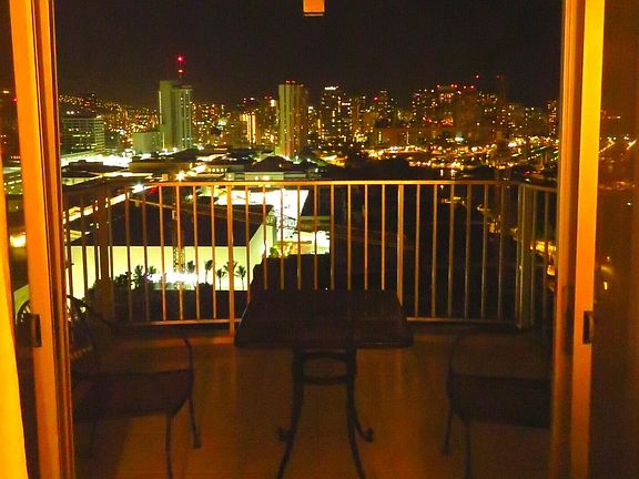 Night view from the living/ dining room.