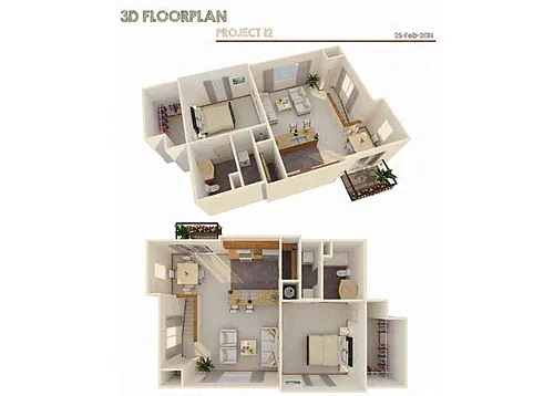 Floor plan 1 Bed w/ Attached Garage (Price not included)