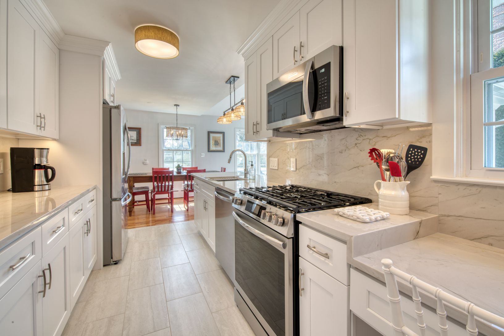  Brand new Renovation!  Galley Kitchen with Desk Area and Bar, Stainless Steel Appliances