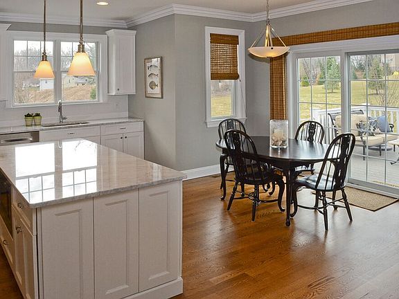 Kitchen with sliders to deck