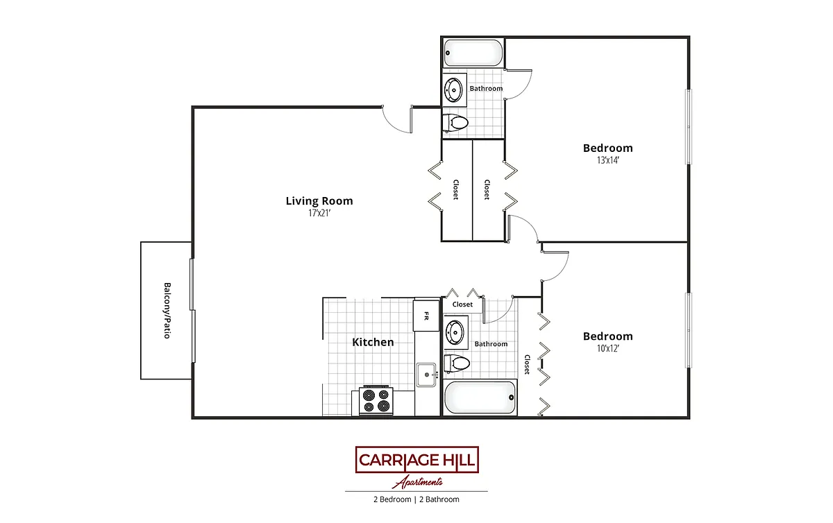 Floor plan Two Bed, Two Bath
