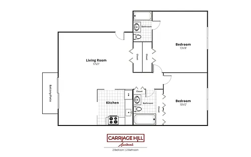 Floor plan Two Bed, Two Bath