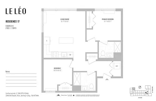 Floor plan 2 Bed 2 Bath D