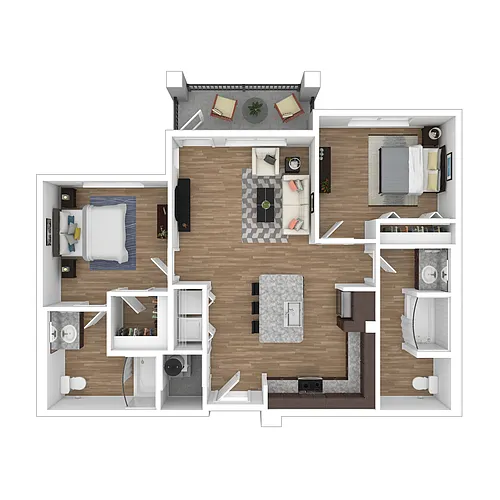 Floor plan 2 Bed 2 Bath A