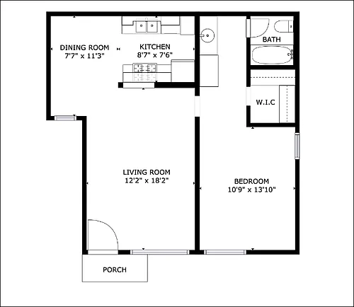 Floor plan 1 Bedroom, 1 Bathroom