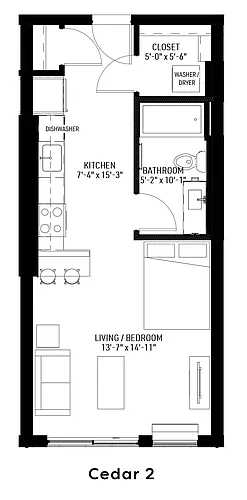Floor plan Cedar 2 - 80% AMI