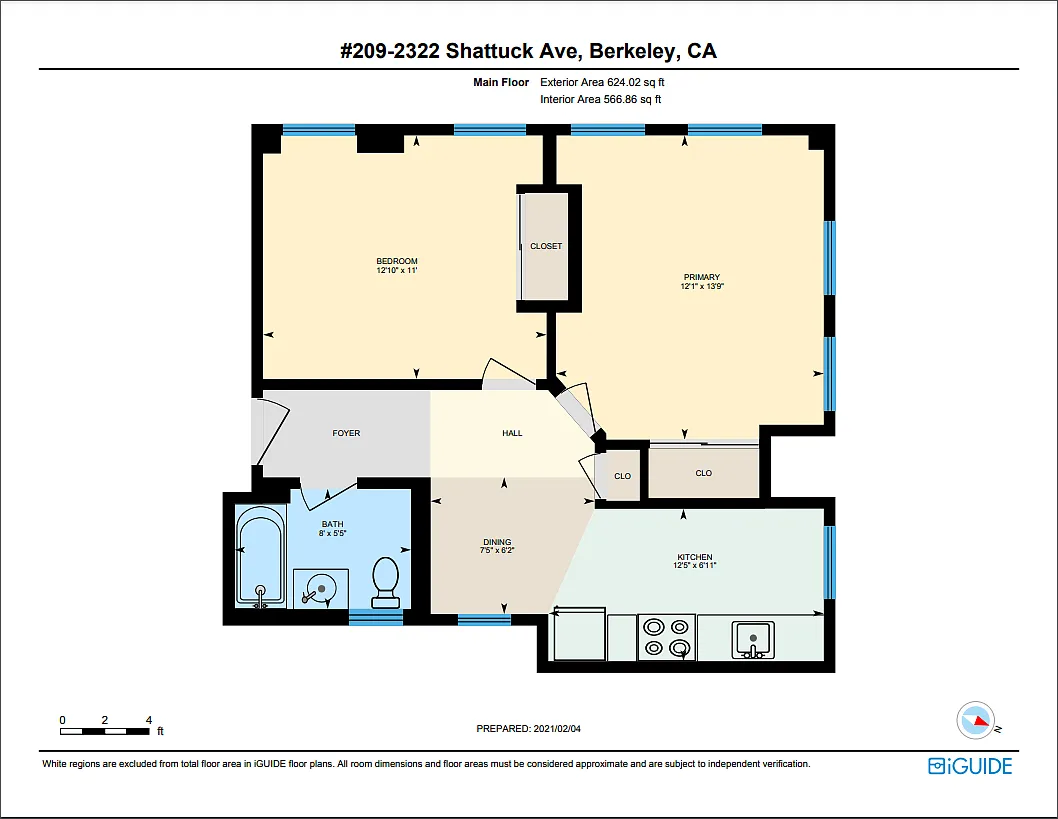 Floor plan 2 Bedrooms, 1 Bathroom