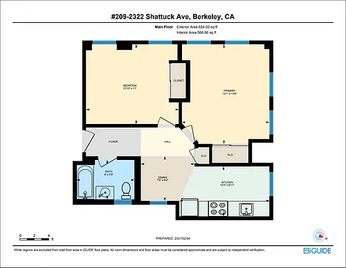 Floor plan 2 Bedrooms, 1 Bathroom