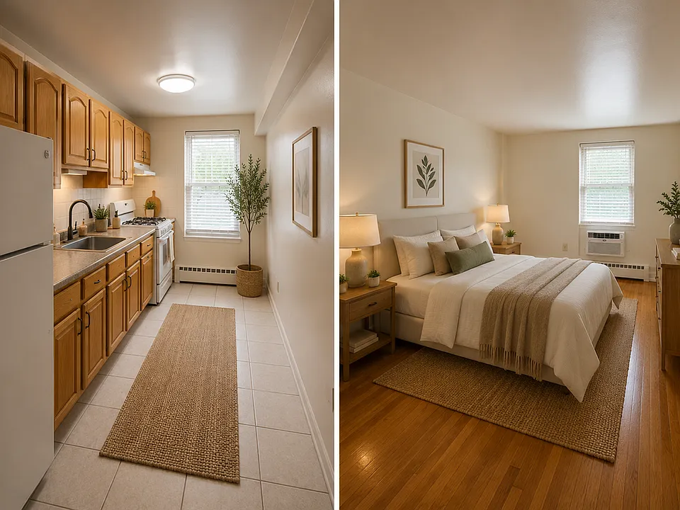 Staged Kitchen and Bedroom