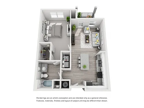Floor plan 1BR 1BA (A4 - 833 SF)