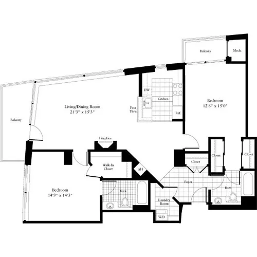Floor plan 2 Bedrooms O