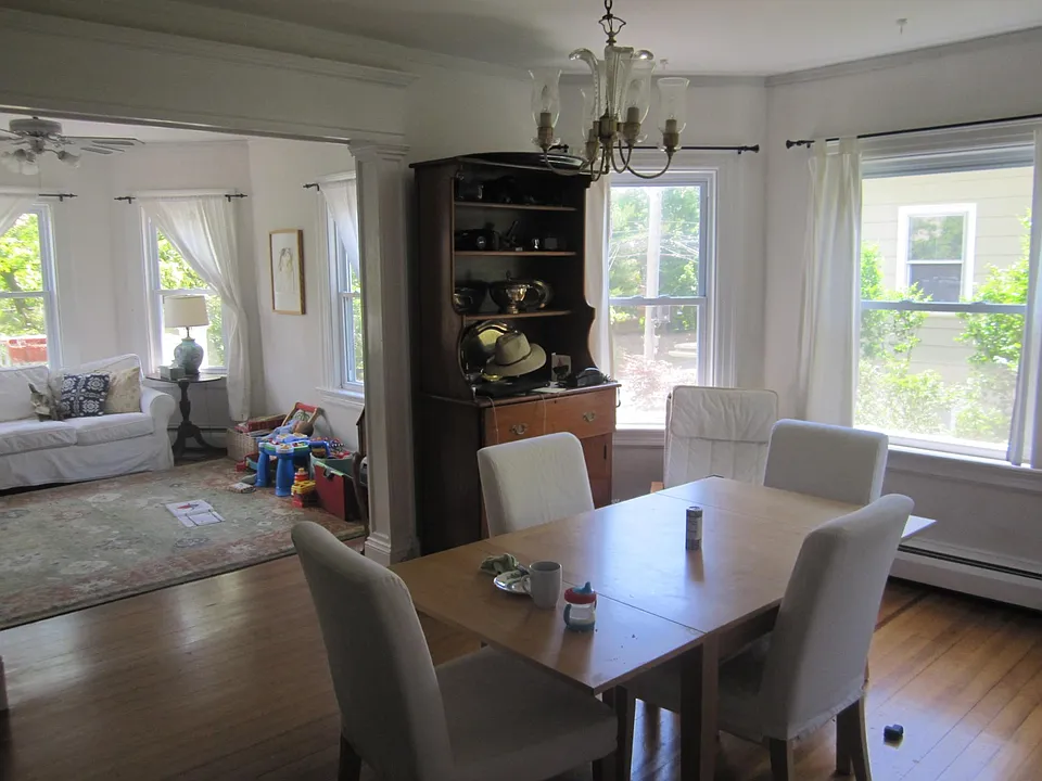 Dining room with south facing windows.