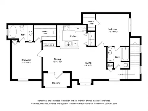 Floor plan Two Bedroom Apartment - B5
