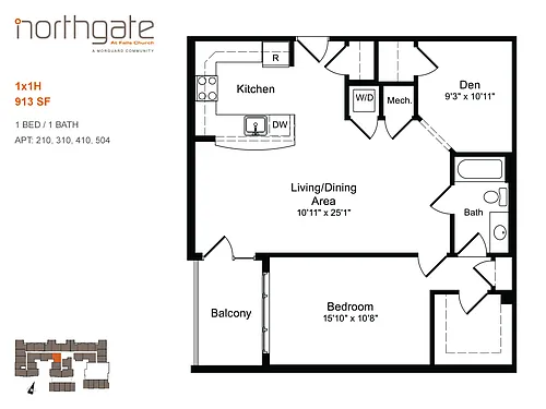 Floor plan 1x1H