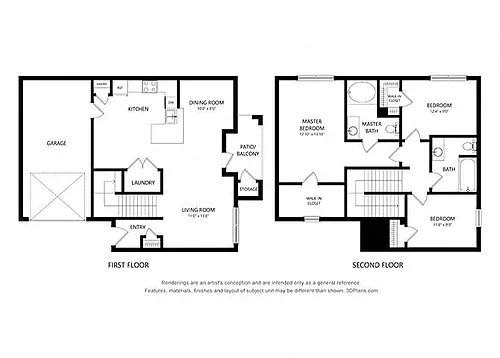 Floor plan Three Bedroom Townhome