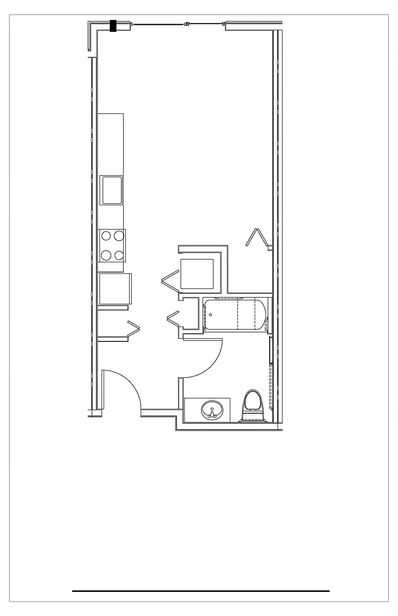Floor plan Studio 1 Bath S3 Type A