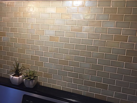 Recycled glass backsplash