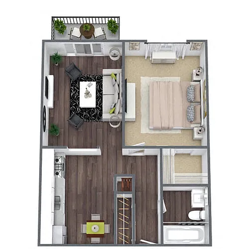 Floor plan A4: 1 Bed 1 Bath