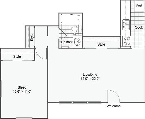 A1 | 1-Bedroom Floorplan A1 | 1-Bedroom Floorplan