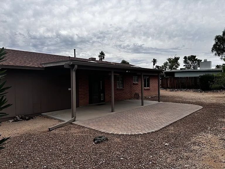 Backyard with covered patio