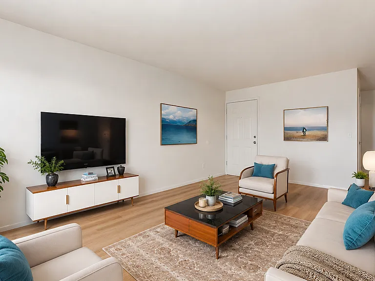 Modern living room with neutral decor
