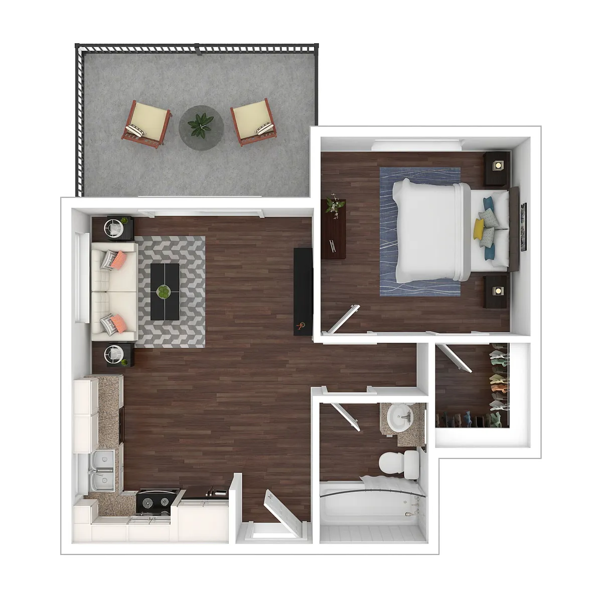 Floor plan One Bedroom, One Bath