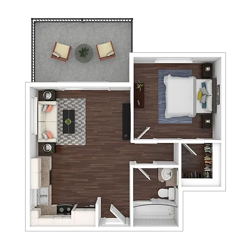 Floor plan One Bedroom, One Bath