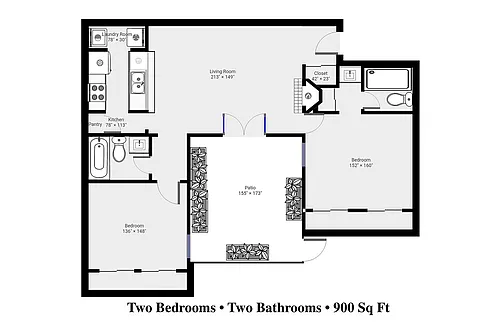 Floor plan B2 2 Bed / 1 Bath