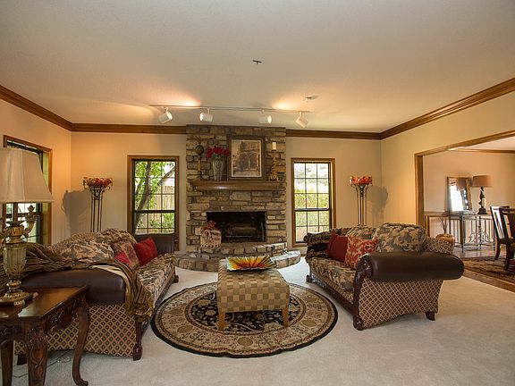 Stone fireplace in living space