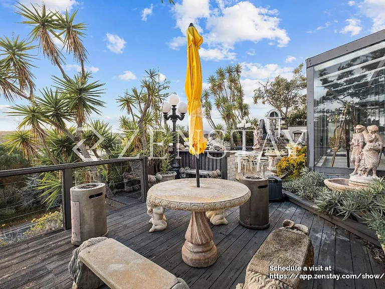 Back yard with fountains and small unheated pool