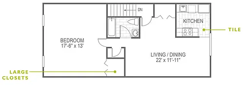 Floor plan 1 Bed | 1 Bath