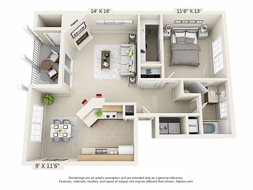 Floor plan Fairlawn (3rd FloorBalcony/Fireplace)