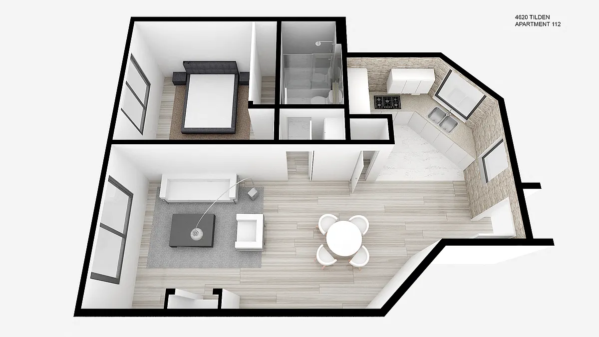 Floor plan One Bed ~ One Bath