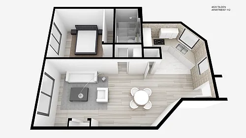 Floor plan One Bed ~ One Bath