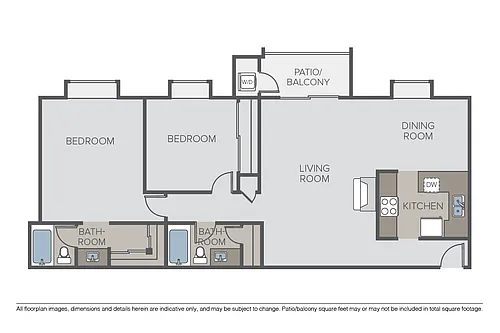 Floor plan 2 Bed 2 Bath (GL)