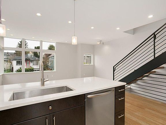 Kitchen facing west to street